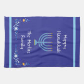 ブルーハヌカーカスタマイズ（ユダヤ教）メノラー名 キッチンタオル (横)