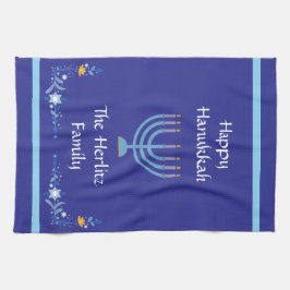 ブルーハヌカーカスタマイズ（ユダヤ教）メノラー名 キッチンタオル