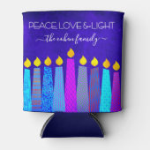 ブルーハヌカー(ユダヤ教)メノラーキャンドルピースラブライトネーム 缶クーラー (正面)