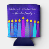 ブルーハヌカー(ユダヤ教)メノラーキャンドルピースラブライトネーム 缶クーラー (裏面)