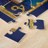 ブルーハヌカー(ユダヤ教)メノラー ジグソーパズル (側面)