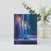 ブルーハヌッカキャンドル水彩 シーズンポストカード (スタンド正面)