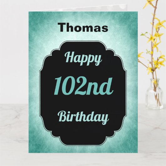 ブルーハパーソナライズされたピー102番誕生日 カード (黄色い花)