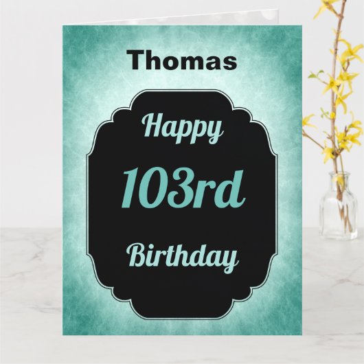 ブルーハパーソナライズされたピー103rd誕生日 カード (黄色い花)