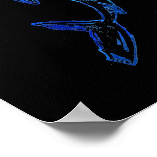 ブルーハマーヘッドシャークタトゥー ポスター (角)