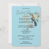 ブルーハミングバードアジサイ花ブライダルシャワー 招待状 (正面)