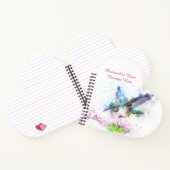 ブルーハミングバードウォーターカラーフローラデザイン ノートブック (内部)