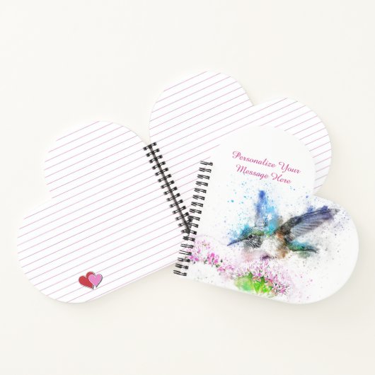 ブルーハミングバードウォーターカラーフローラデザイン ノートブック (内部)