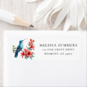 ブルーハミングバードレッドフラワーズ差出人住所ラベル ラベル (インサイチュ)