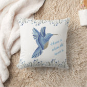 「ブルーハミングバード刺繍入りの引っ越し祝いパーティープレゼント クッション (ブランケット)
