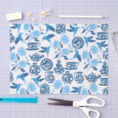 ブルーハミングバード&フラワーズティッシュペーパー 薄葉紙 (クラフト)