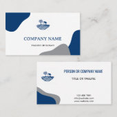 ブルーハモダンウスのロ実在ゴエステート不動産仲介業者ネイビー 名刺 (正面/裏面)