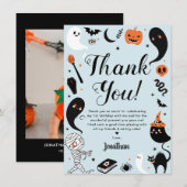 ブルーハロウィンお誕生日フォト サンキューカード (正面/裏面)