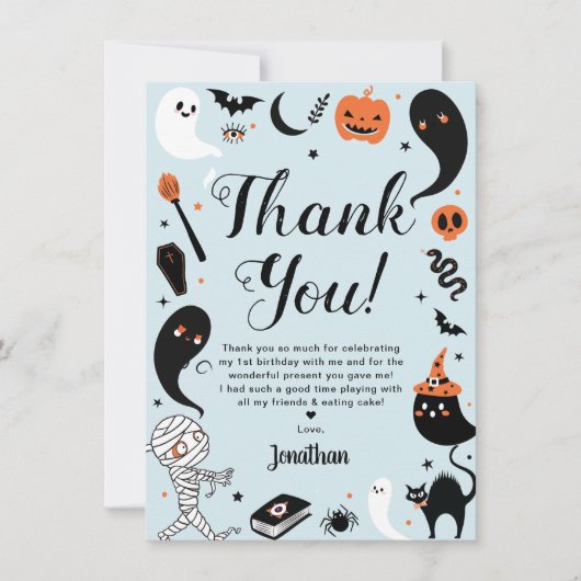 ブルーハロウィンお誕生日フォト サンキューカード (正面)