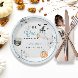 ブルーハロウィンのおばけのベビーシャワー ペーパープレート