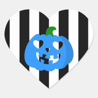 ブルーハロウィンハートカボチャストライプ ハートシール