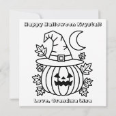 ブルーハロウィンパンプキン＆ぬりえページのカスタマイズ カード (裏面)