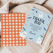 ブルーハロウィンモダンリトルブベビーシャワー サンキューカード