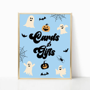 ブルーハロウィン不気味カード&ギフトサイン ポスター