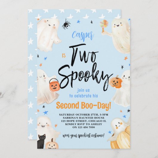 ブルーハロウィン不気味2回目の誕生日パーティー 招待状 (正面/裏面)