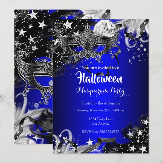 ブルーハロウィン魔法の夜仮面舞踏会 招待状 (正面/裏面)
