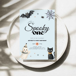 ブルーハロウィン スプーキー ワン 1歳の誕生日招待状 招待状