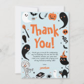 ブルーハロウィーンボーイフォト誕生日 サンキューカード (正面)