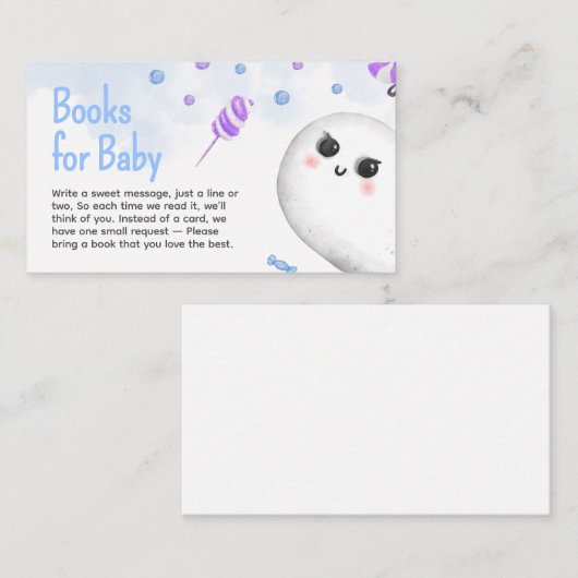 ブルーハロウィーンボーイベビーシャワーベビー エンクロージャーカード (正面/裏面)