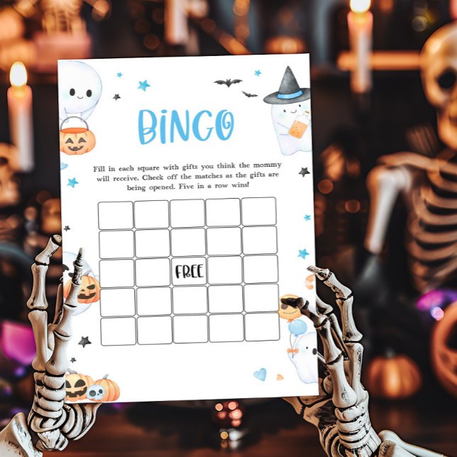 ブルーハロウィーン小さなブベイビーシャワービンゴゲーム (Baby is Brewing Baby Shower Bingo Game)
