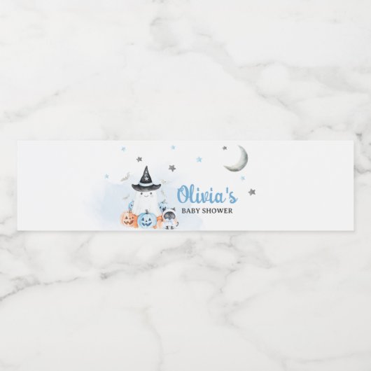 ブルーハロウィーン小さなブーブベビーシャワー ペットボトルラベル (シングルラベル)