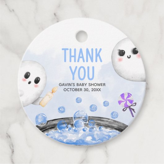 ブルーハロウィーン男の子の赤ちゃんシャワーの周り フェイバータグ (正面)