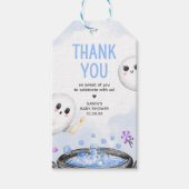 ブルーハロウィーン男の子の赤ちゃんシャワーメッセージカード ギフトタグ (正面)