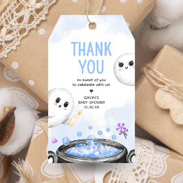 ブルーハロウィーン男の子の赤ちゃんシャワーメッセージカード ギフトタグ