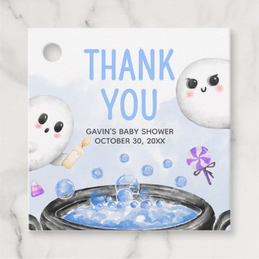 ブルーハロウィーン男の子の赤ちゃんシャワー広場 フェイバータグ (正面)