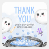 ブルーハロウィーン男の子の赤ちゃんシャワー スクエアシール (正面)