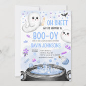 ブルーハロウィーン男の子の赤ちゃんシャワー 招待状 (正面)