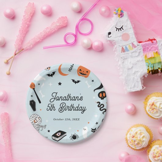 ブルーハロウィーン誕生日パーティーボーイ ペーパープレート (パーティー)