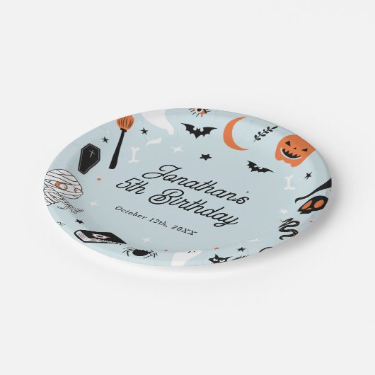 ブルーハロウィーン誕生日パーティーボーイ ペーパープレート (アングル)