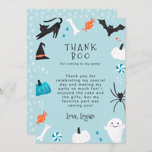 ブルーハロウィーン誕生日パ感謝していーティー サンキューカード (正面/裏面)