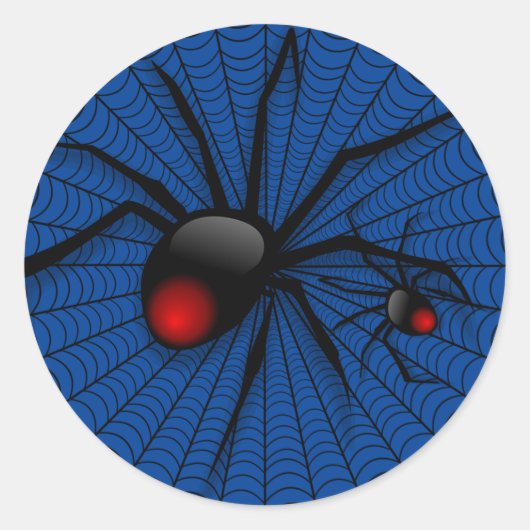 ブルーハロウィーン邪悪な黒い未亡人怖いスパイダーウェブ ラウンドシール (正面)