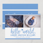 ブルーハロモダンーワールドフォト誕生統計 案内状 (正面/裏面)