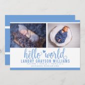 ブルーハロモダンーワールドフォト誕生統計 案内状 (正面/裏面)