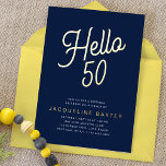 ブルーハロー50金ゴールドスクリプト50th誕生日パーティー 箔招待状<br><div class="desc">これらのデザインされた招待状と豪華な50歳の誕生日パユニークーティーカスタムを際立たせる。これらの招待状エレガントは、クラシックブルーの背景に金ゴールド箔を備え、シックな誕生祝いに最適。これらの洗練されたゴールデンスクリプトハロー50スタイリッシュバースデーパーティーのフォイル招待状であなたのゲストに永続的な印象を作る。</div>