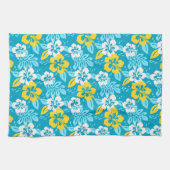 ブルーハワイアンハイビスカスフローラルパターン キッチンタオル (横)