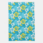 ブルーハワイアンハイビスカスフローラルパターン キッチンタオル (縦)