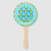 ブルーハワイアンハイビスカスフローラルパターン ハンドファン (裏面)