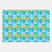 ブルーハワイアンハイビスカスフローラルパターン ラッピングペーパーシート (正面2)