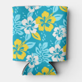 ブルーハワイアンハイビスカスフローラルパターン 缶クーラー (正面)