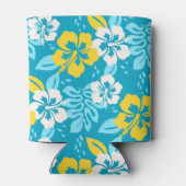 ブルーハワイアンハイビスカスフローラルパターン 缶クーラー (裏面)