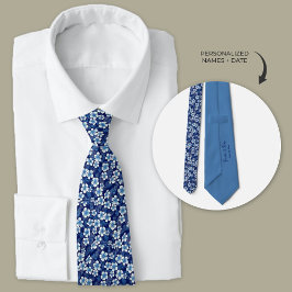 ブルーハワイアンプルメリア花パーソナライズされた ネクタイ